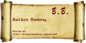 Balázs Bodony névjegykártya